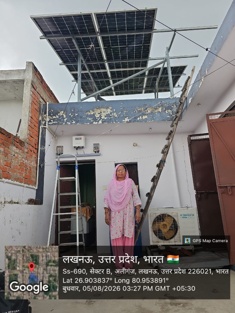 Rooftop solar installation for Samima Naaz at Sector B Aliganj Lucknow