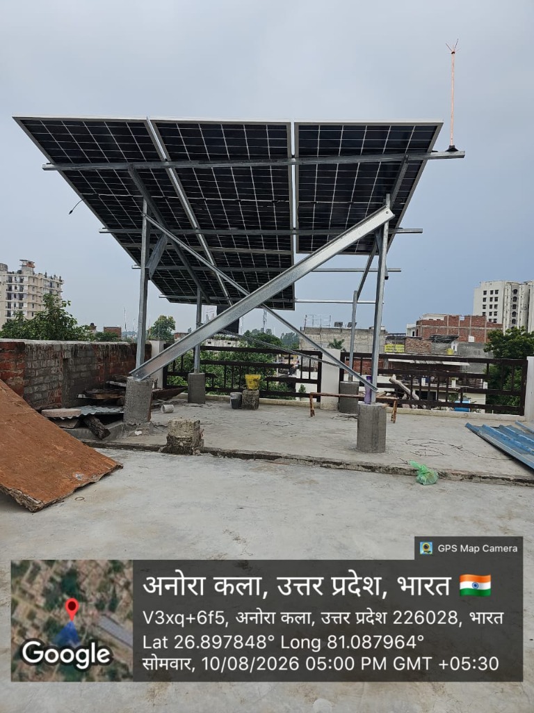 Solar plant installation for Kiran Yadav at Anora Kala UP