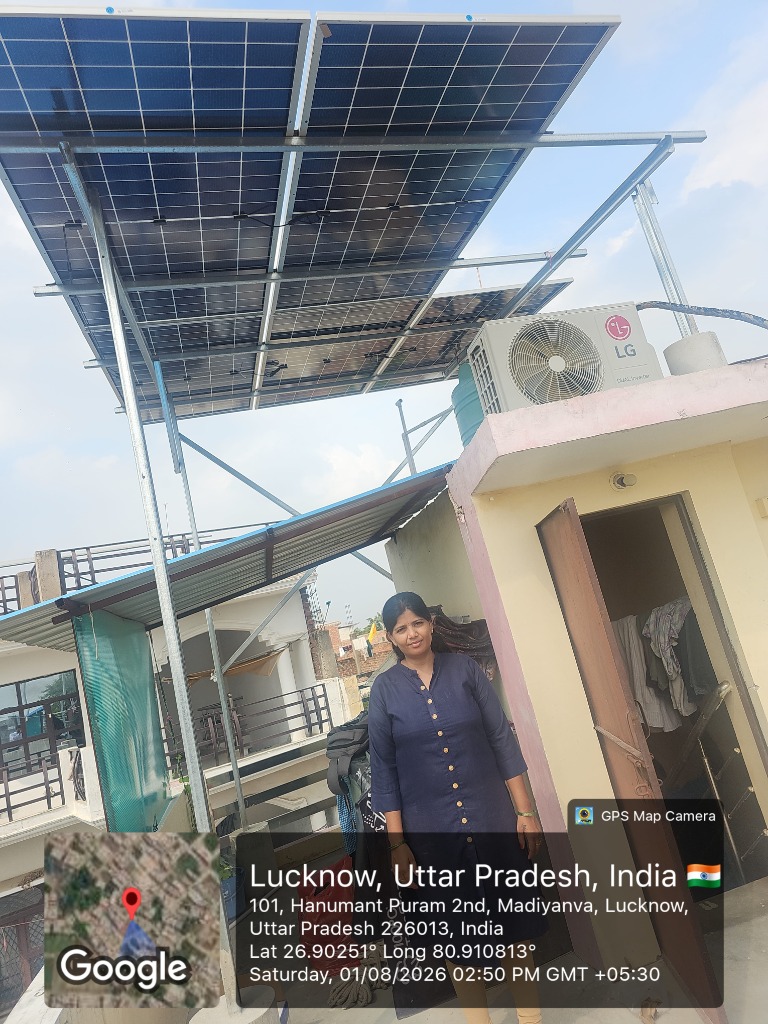 Rooftop solar installation for Deepali Srivastava at Hanumant Puram Madiyanva Lucknow